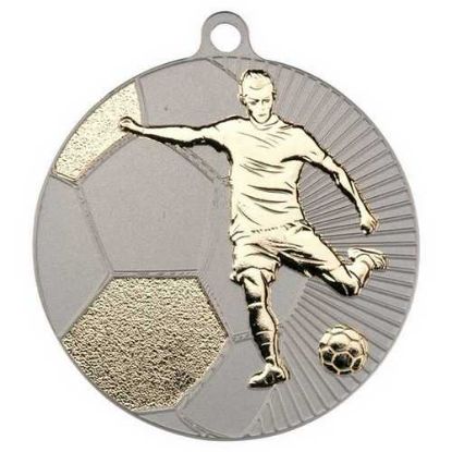 Picture of Large Football Two Colour Medal Matt Silver|gold - 2.75in