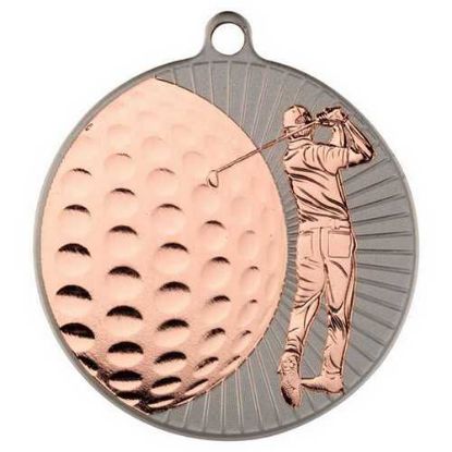 Picture of Large Golf Two Colour Medal Matt Silver~bronze