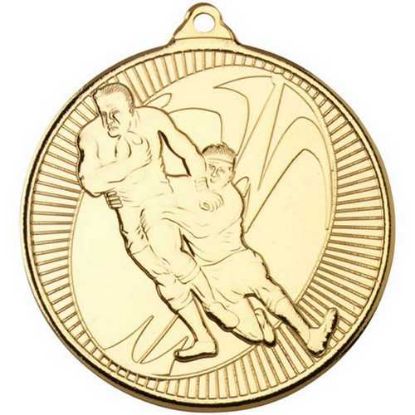 Picture of Rugby Multi Line Medal Gold - 2in