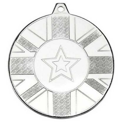 Picture of Union Flag Medal (1in Centre) Silver - 2in