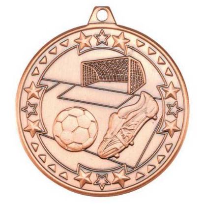 Picture of Football Tri Star Medal Bronze - 2in