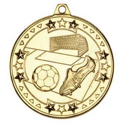 Picture of Football Tri Star Medal Gold - 2in