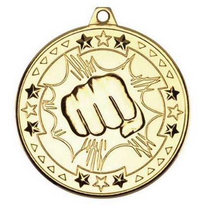 Picture of Martial Arts Tri Star Medal Gold - 2in