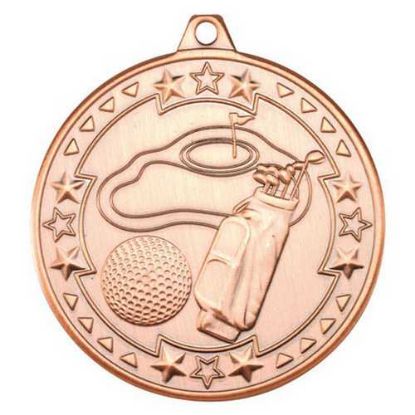 Picture of Golf Tri Star Medal Bronze - 2in