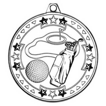 Picture of Golf Tri Star Medal Silver - 2in