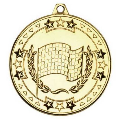Picture of Motor Sport Tri Star Medal Gold - 2in