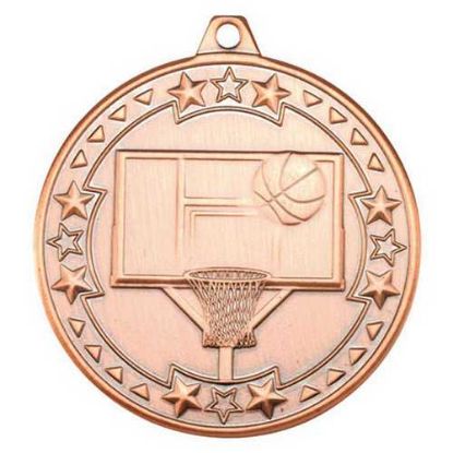 Picture of Basketball Tri Star Medal Bronze - 2in