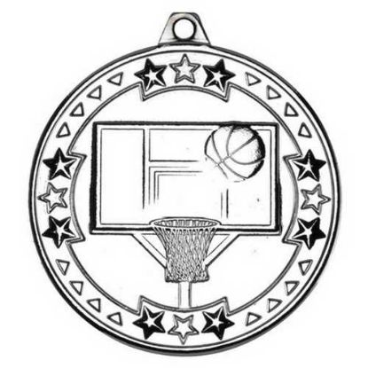 Picture of Basketball Tri Star Medal Silver - 2in