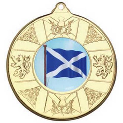 Picture of Scotland Medal (1in Centre) Gold - 2in