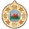 Picture of Wales Medal (1in Centre) Gold - 2in