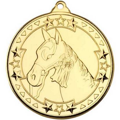 Picture of Horse Tri Star Medal Gold - 2in