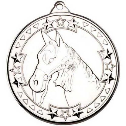 Picture of Horse Tri Star Medal Silver - 2in