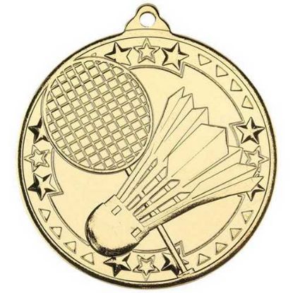 Picture of Badminton Tri Star Medal Gold - 2in