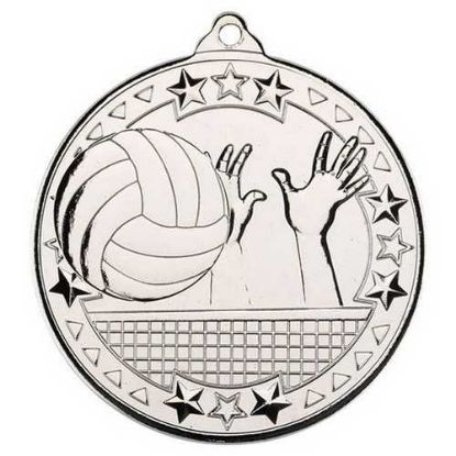 Picture of Volleyball Tri Star Medal Silver - 2in