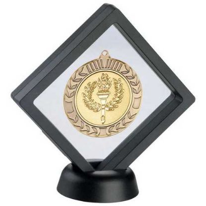 Picture of Black|clear Plastic Medal Box With Stand (For 70mm Medal) - 6in