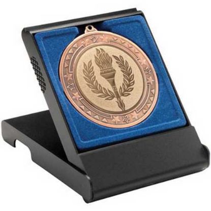 Picture of Black Medal Box Large (50|60|70mm Recess Blue Insert) - 4.75in