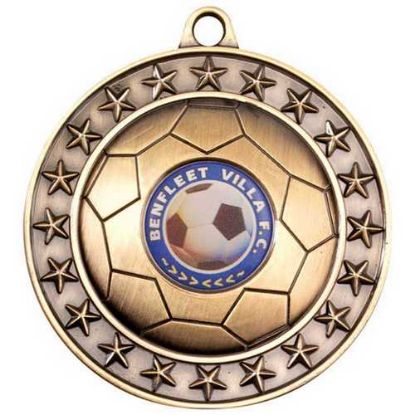 Picture of Football Medal Large (1in Centre) Antique Gold - 2.75in