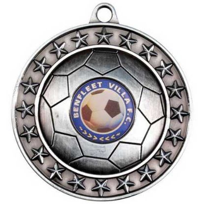 Picture of Football Medal Large (1in Centre) Antique Silver - 2.75in