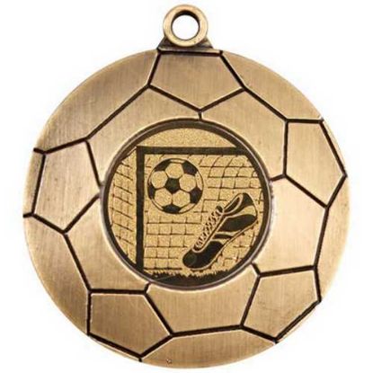 Picture of Domed Football Medal (1in Centre) Antique Gold - 2in