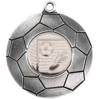 Picture of Domed Football Medal (1in Centre) Antique Silver - 2in