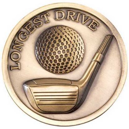 Picture of Golf Medallion Antique Gold Longest Drive