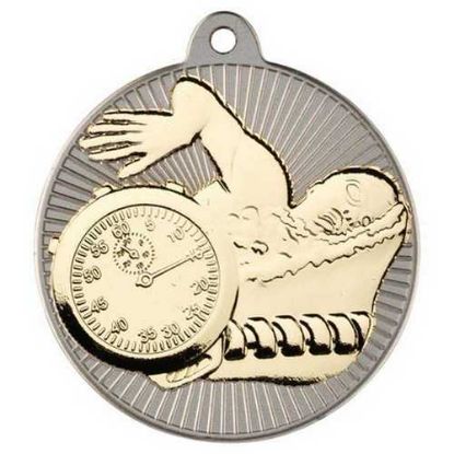 Picture of Swimming Two Colour Medal Matt Silver~gold