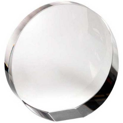 Picture of Clear Glass Round Wedged Paperweight (Flat Or Standing)