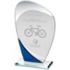 Picture of Jade Glass Curved Plaque With Blue|silver Detail (4mm Thick) - 6.5in