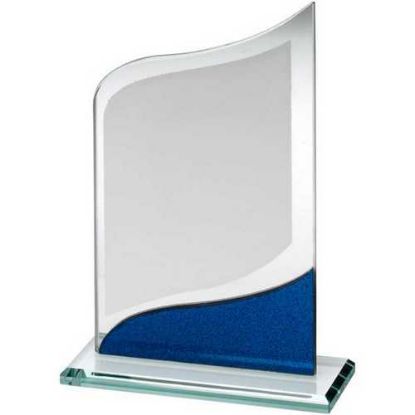 Picture of Jade Glass Pointed Plaque With Blue|silver Detail (4mm Thick) - 6.5in