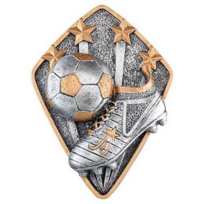 Picture of Football Boot & Ball Diamond Disc In Pewter|gold - 4 X 3in
