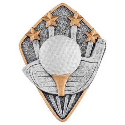 Picture of Golf Club & Ball Diamond Disc In Pewter|gold|white - 4 X 3in