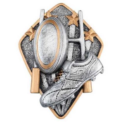 Picture of Pewter~gold Diamond Disc Rugby Boot & Ball