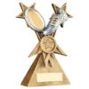 Picture of Brz|pew|gold Rugby Ball And Boot On Tri Star Riser (1in Centre) - 6in