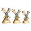 Picture of Brz|pew|gold Rugby Ball And Boot On Tri Star Riser (1in Centre) - 6in