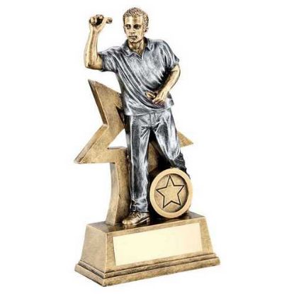 Picture of Brz|gold|pew Male Darts Figure With Star Backing (1in Centre) - 7in