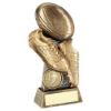 Picture of Brz|gold|pew Flatback Rugby Ball And Boots On Riser (1in Centre) - 5in
