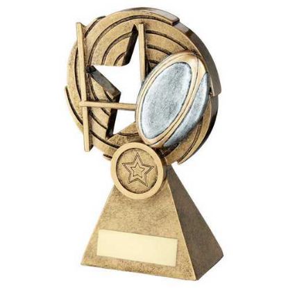 Picture of Brz|pew|gold Rugby Ball And Posts On Star Holed Spiral (1in Centre) - 6in