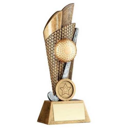 Picture of Brz|pew|gold Hockey Ball And Stick On Mesh Backdrop (1in Centre) - 6in