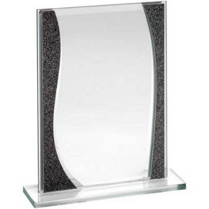 Picture of Jade Glass Rectangle Plaque With Silver Highlights - (4mm Thick) 7.25in