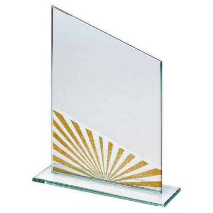 Picture of Jade Glass Angled Plaque With Gold|silver Glitter Detail (5mm Thick) - 6.5in