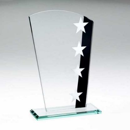 Picture of Jade Glass Shield With Silver|black Star Design (4mm Thick) - 7.25in