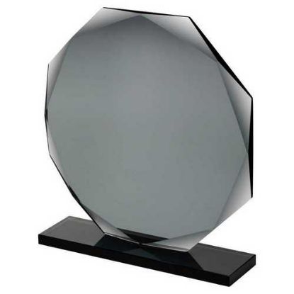 Picture of Smoked Black Glass Octagon Plaque (10mm Thick) - 6.75in
