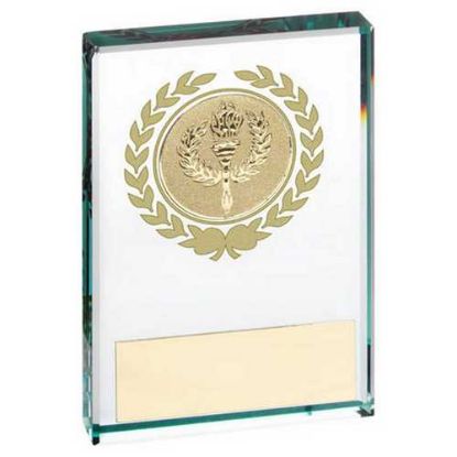 Picture of Jade Glass Block With Gold Wreath 12mm Thick