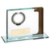Picture of Jade Glass Plaque With Wreath 12mm Thick (1in Centre) Gold 1st - 3.25 X 4in