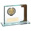 Picture of Jade Glass Plaque With Wreath 12mm Thick (1in Centre) Gold 1st - 3.25 X 4in