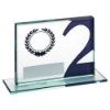 Picture of Jade Glass Plaque With Wreath 12mm Thick (1in Centre) Silver 2nd - 3.25 X 4in