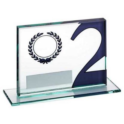 Picture of Jade Glass Plaque With Wreath 12mm Thick (1in Centre) Silver 2nd