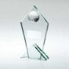 Picture of Jade Glass Pointed Plaque With Half Golf Ball - 8.5in