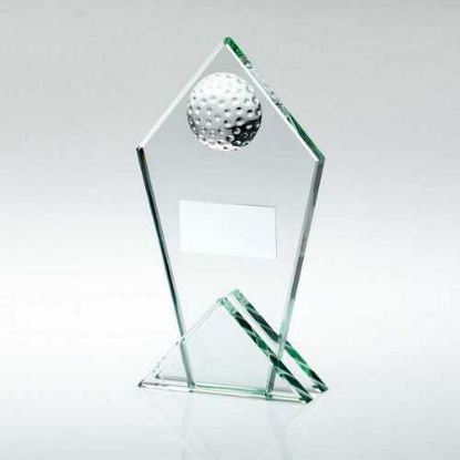 Picture of Jade Glass Pointed Plaque With Half Golf Ball