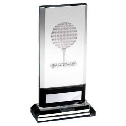 Picture of Clear~black Glass Plaque With Lasered Golf Image (15mm Thick)